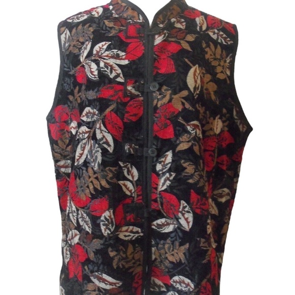 🌺COLDWATER CREEK Vintage Tapestry Mandarin Collar Vest Size XL🌺 - Picture 1 of 6